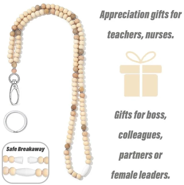 Alt view image 6 of 6 - Breakaway Lanyards for Id Badges Break Away Teacher Lanyard Cute Keychain Women Beaded Lanyards for Keys Retractable Lanyards for Id Badges Holder Cruise Lanyard for Ship Cards