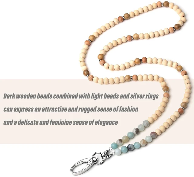 Alt view image 3 of 6 - Lanyards for Id Badges for Women Cute Teacher Lanyard Cruise Lanyard for Ship Cards Beaded Teacher Lanyards for Id Badges and Keys Neck Lanyard Beaded Keychain Lanyard Personalized String