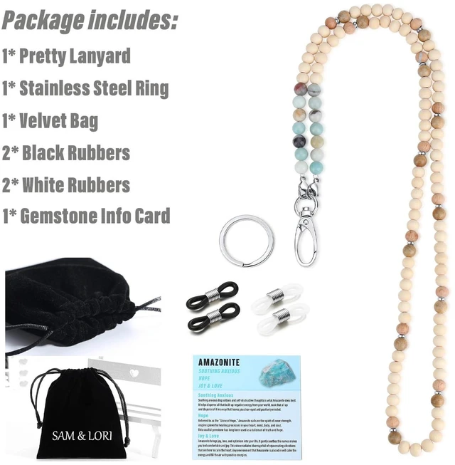 Alt view image 6 of 6 - Lanyards for Id Badges for Women Cute Teacher Lanyard Cruise Lanyard for Ship Cards Beaded Teacher Lanyards for Id Badges and Keys Neck Lanyard Beaded Keychain Lanyard Personalized String