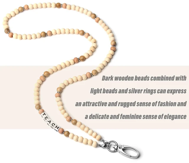 Alt view image 3 of 6 - Teacher Lanyard Teacher Appreciation Gifts Teacher Lanyards for Id Badges and Keys Lanyards for Id Badges for Women Cute Beaded Personalized With Id Holder Valentines Christmas Day
