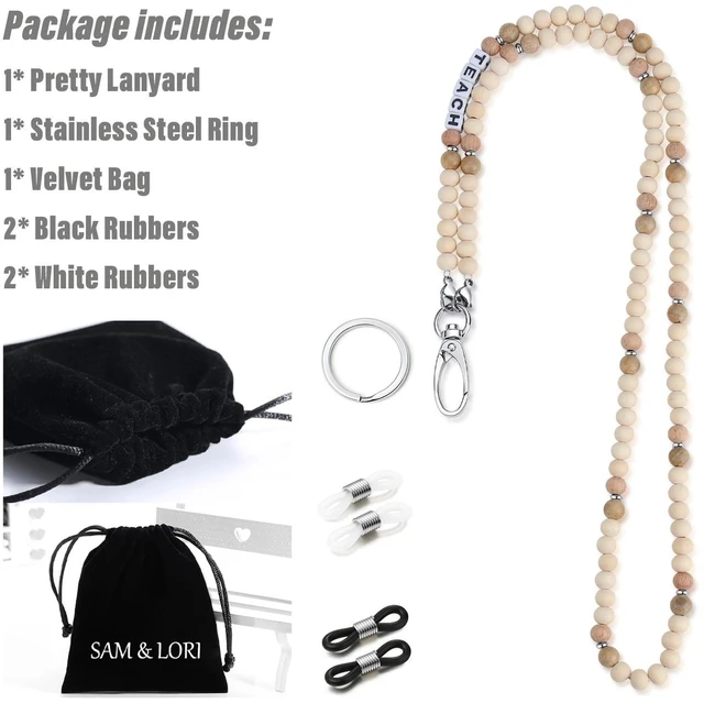 Alt view image 6 of 6 - Teacher Lanyard Teacher Appreciation Gifts Teacher Lanyards for Id Badges and Keys Lanyards for Id Badges for Women Cute Beaded Personalized With Id Holder Valentines Christmas Day