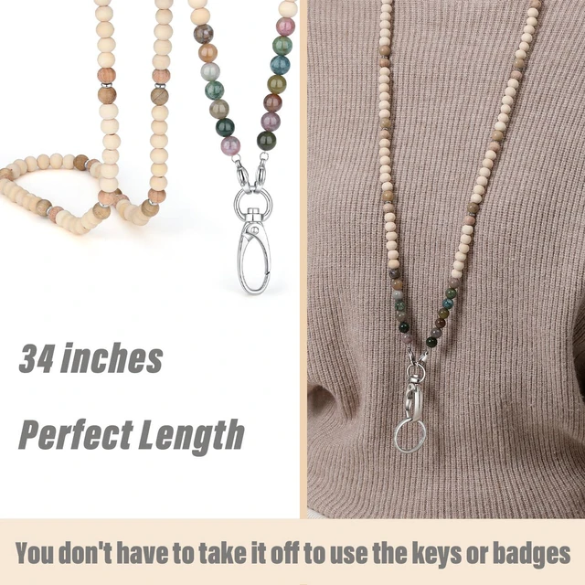Alt view image 4 of 6 - Lanyards for Id Badges Lanyards for Cruise Ship Cards Teacher Lanyard Women Cute With Id Holder Keychain Lanyard Beaded Keychain Lanyard Personalized Lanyard String
