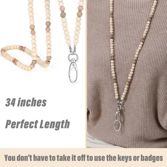 Alt view image 4 of 6 - Lanyards for Id Badges Women Cute Teacher Lanyard With Id Holder Lanyards for Cruise Ship Cards Keychain Lanyard Beaded Keychain Lanyard Personalized Lanyard String