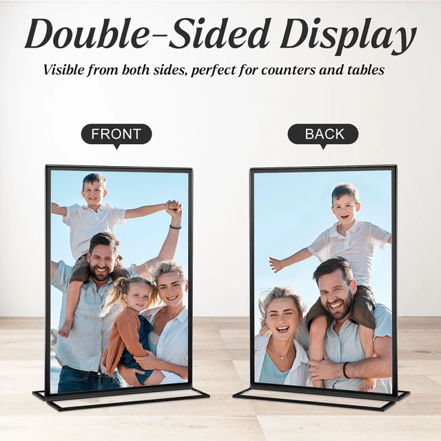 Alt view image 5 of 6 - 20 Pack 5x7 Acrylic Sign Holders, Wedding Table Numbers Frames Black Double Sided Vertical Stand Clear Picture Frames for Party, Restaurant Signs and Office Photos