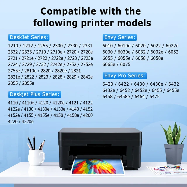 Alt view image 2 of 7 - 67XL Ink Cartridges Black/Color Combo Pack Compatible for HP Ink 67 67XL Works with HP Deskjet 2800e 2855e 2755e 2700e 2734e 2700 2755 2827e 4155e 4227e 4255e Envy 6000 6055e 6455e Series (2-Pack)