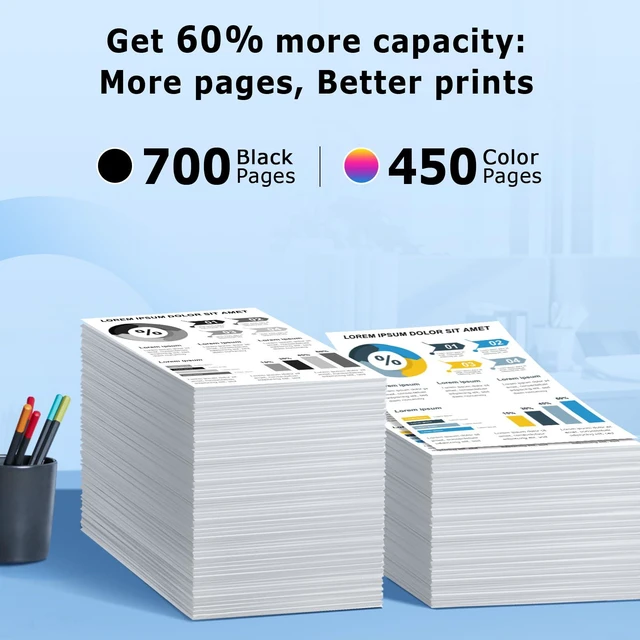 Alt view image 3 of 7 - 67XL Ink Cartridges Black/Color Combo Pack Compatible for HP Ink 67 67XL Works with HP Deskjet 2800e 2855e 2755e 2700e 2734e 2700 2755 2827e 4155e 4227e 4255e Envy 6000 6055e 6455e Series (2-Pack)