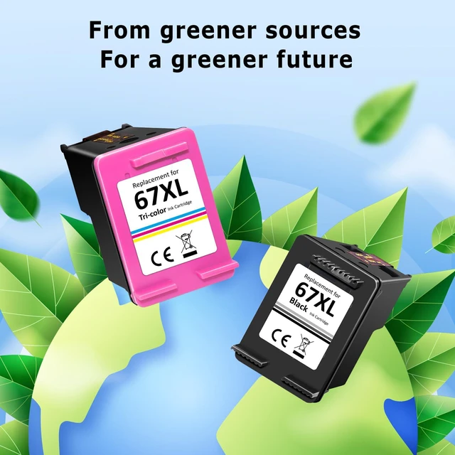 Alt view image 7 of 7 - 67XL Ink Cartridges Black/Color Combo Pack Compatible for HP Ink 67 67XL Works with HP Deskjet 2800e 2855e 2755e 2700e 2734e 2700 2755 2827e 4155e 4227e 4255e Envy 6000 6055e 6455e Series (2-Pack)