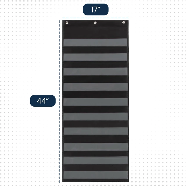 Alt view image 2 of 6 - Sentence Strip Pocket Chart, 17" Wide x 44" Tall, Black Pocket Chart For Dry Erase Sentence Strips, Easy to Use & Hang, Reusable, For Classrooms, Home & Office