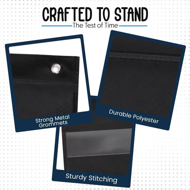 Alt view image 3 of 6 - Sentence Strip Pocket Chart, 17" Wide x 44" Tall, Black Pocket Chart For Dry Erase Sentence Strips, Easy to Use & Hang, Reusable, For Classrooms, Home & Office