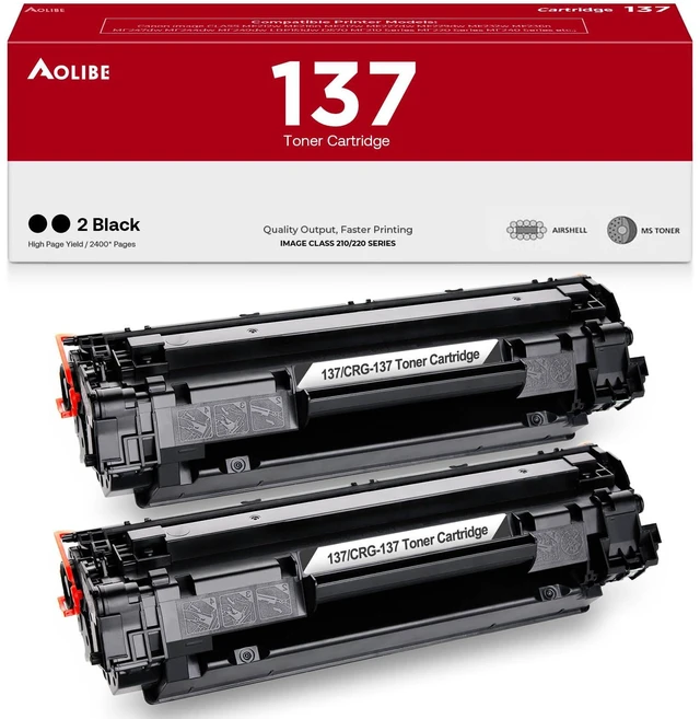 Main image of 137 Compatible Black Toner Cartridge Replacement for Canon 137 Toner Cartridge, Use for MF232w, MF242dw, MF212w, MF216n, MF217w, MF244dw, MF247dw, MF249dw, MF227dw Printers, 2-Pack