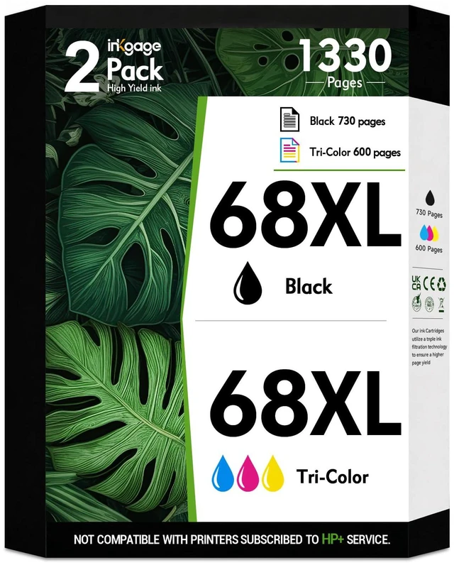 Main image of 68e High Yield for HP 68 Ink Cartridge Black and Tri-Color Combo Pack Compatible for HP 68XL Ink Cartridges for Envy 6155e 6155 6555e 6152e 6552e 6558e 6165e 6100e 6500e 6550e Series Printers