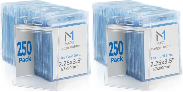 Main image of USA Vertical ID Name Badge Holder (Clear, 2.25x3.5 Inch, 500 Pack), Plastic Nametag Card Holders with Zipper