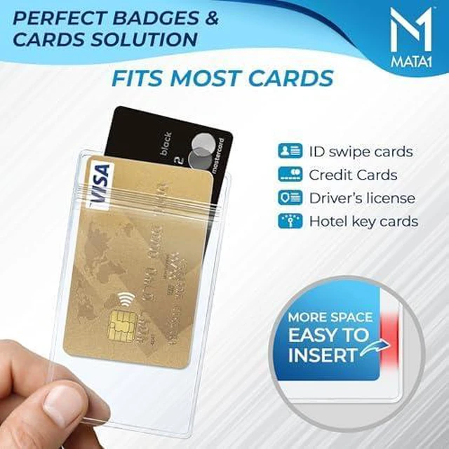 Alt view image 5 of 7 - USA Vertical ID Name Badge Holder (Clear, 2.25x3.5 Inch, 500 Pack), Plastic Nametag Card Holders with Zipper
