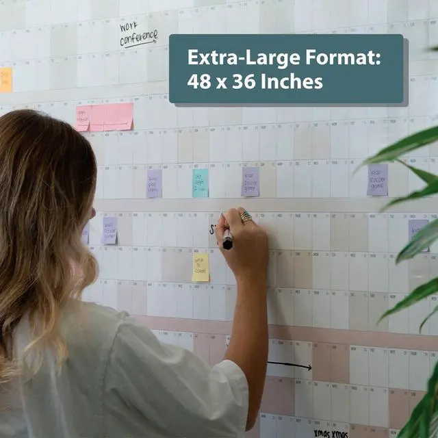 Alt view image 4 of 7 - 2026 Giant Wall Calendar | 4ft x 3ft Full Year Dry Erase Large Planner, January '26 to December '26 Own The Year Big Whiteboard Wall Calendar with Markers, Sticky Notes & Mounting Kit