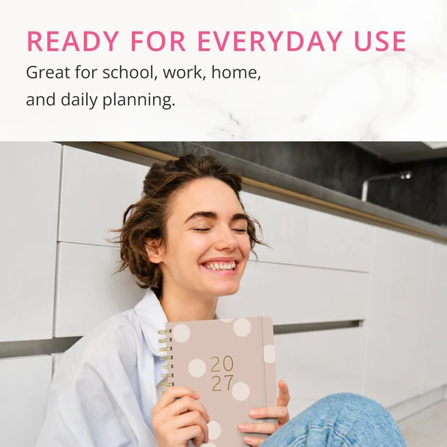 Alt view image 7 of 7 - Polka Dot 18 Month Planner, July 2026 Dec. 2027, Hardbound Spiral Planner with Monthly Tabs, Holidays & Reminder Stickers, 6 x 8