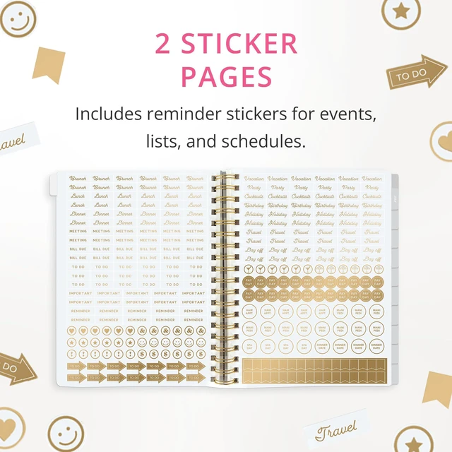 Alt view image 5 of 7 - Floral 18 Month Planner, July 2026 Dec. 2027, Hardbound Spiral Planner with Monthly Tabs, Holidays & Reminder Stickers, 6 x 8