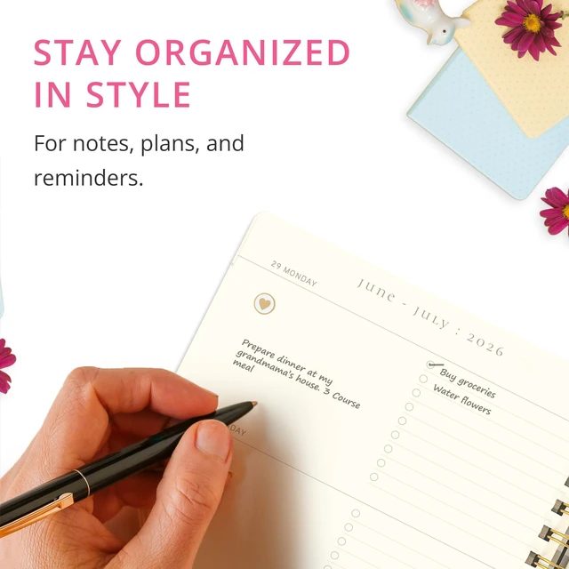 Alt view image 6 of 7 - Floral 18 Month Planner, July 2026 Dec. 2027, Hardbound Spiral Planner with Monthly Tabs, Holidays & Reminder Stickers, 6 x 8