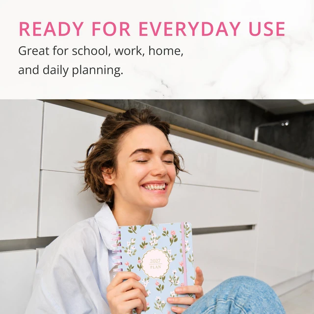 Alt view image 7 of 7 - Floral 18 Month Planner, July 2026 Dec. 2027, Hardbound Spiral Planner with Monthly Tabs, Holidays & Reminder Stickers, 6 x 8