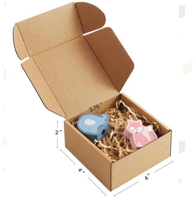 Alt view image 2 of 7 - Small Shipping Boxes 4x4x2 Inches - 50 Pack Brown Corrugated Cardboard boxes for Packaging Small Business, Mailer Box