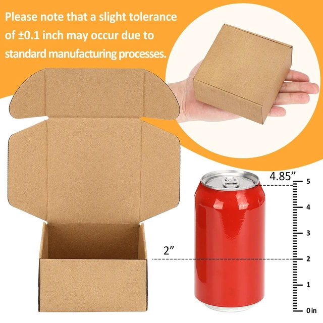 Alt view image 3 of 7 - Small Shipping Boxes 4x4x2 Inches - 50 Pack Brown Corrugated Cardboard boxes for Packaging Small Business, Mailer Box