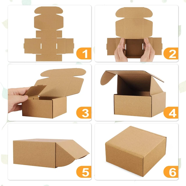 Alt view image 5 of 7 - Small Shipping Boxes 4x4x2 Inches - 50 Pack Brown Corrugated Cardboard boxes for Packaging Small Business, Mailer Box