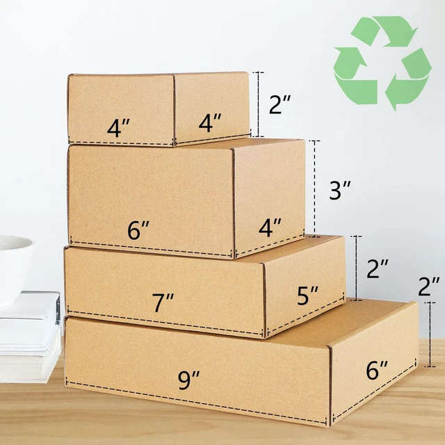 Alt view image 7 of 7 - Small Shipping Boxes 4x4x2 Inches - 50 Pack Brown Corrugated Cardboard boxes for Packaging Small Business, Mailer Box