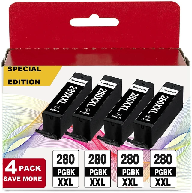 Main image of PGI-280 XXL PGBK Ink 4-Pack Replacement for Canon 280XXL for TR8620a TR8600 TR8622a TR8520 TS9521c TR7520 TS9120 TR8622 TS9520 TS6220 TS6320 TS702a TR8500 Printers for 280XXL 281XXL 280XL 281XL Black