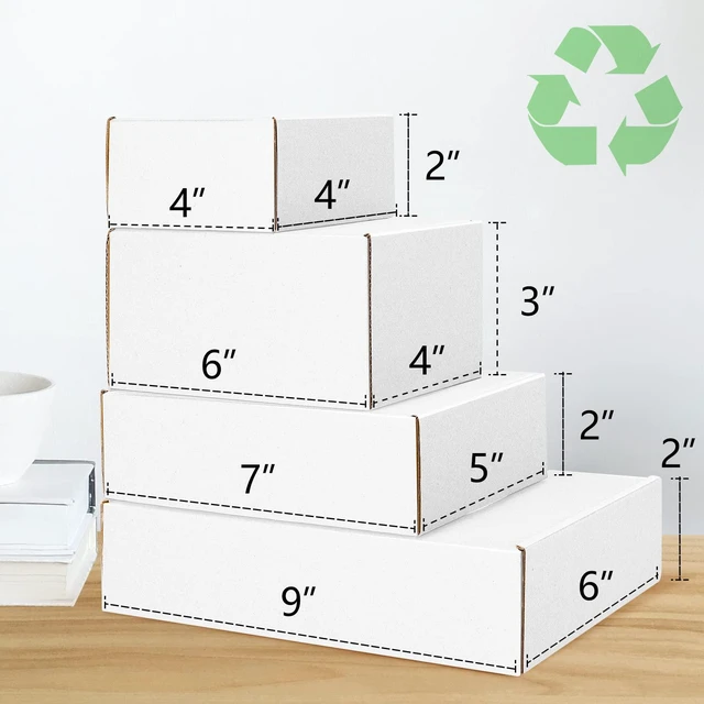 Alt view image 7 of 7 - 4x4x2" Corrugated Box Mailers 50 Pack White Cardboard Small Shipping Boxes for Mailing (with 50 Stickers)