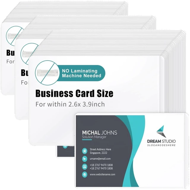 Main image of 100 Sheets Self Seal Laminating Pouches Business Card Size 2.6x3.9inch Self Adhesive Laminating Sheets Gloss Finish No Laminating Machine Needed for Id Card Small Card (2.5x3.5inch) (Pack of 3)