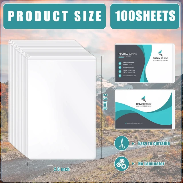 Alt view image 2 of 7 - 100 Sheets Self Seal Laminating Pouches Business Card Size 2.6x3.9inch Self Adhesive Laminating Sheets Gloss Finish No Laminating Machine Needed for Id Card Small Card (2.5x3.5inch) (Pack of 3)