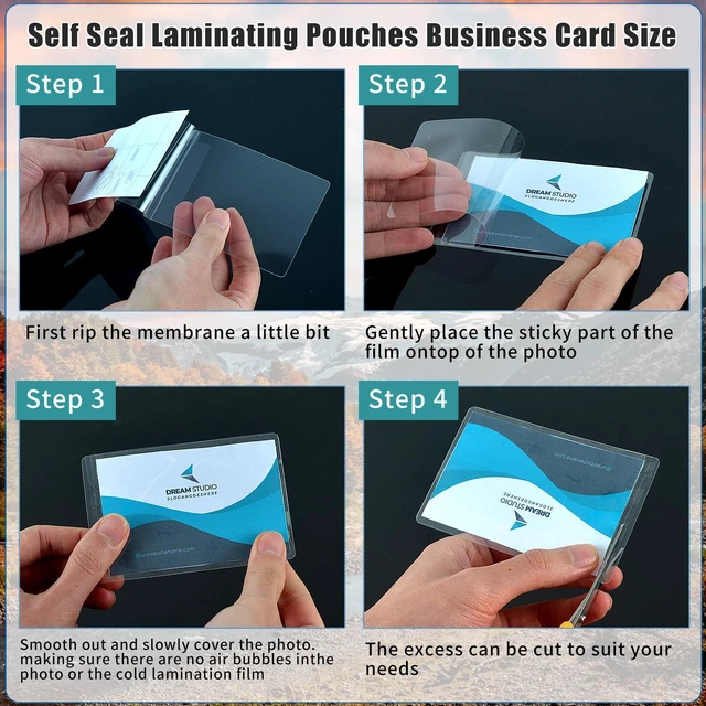 Alt view image 4 of 7 - 100 Sheets Self Seal Laminating Pouches Business Card Size 2.6x3.9inch Self Adhesive Laminating Sheets Gloss Finish No Laminating Machine Needed for Id Card Small Card (2.5x3.5inch) (Pack of 3)