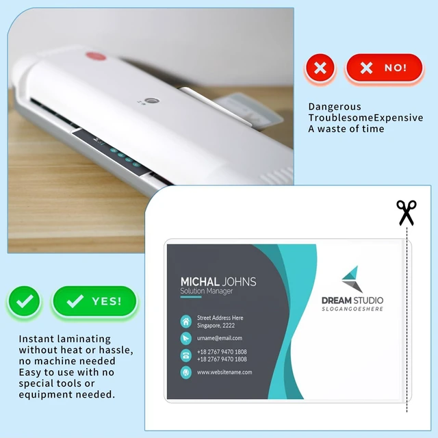 Alt view image 5 of 7 - 100 Sheets Self Seal Laminating Pouches Business Card Size 2.6x3.9inch Self Adhesive Laminating Sheets Gloss Finish No Laminating Machine Needed for Id Card Small Card (2.5x3.5inch) (Pack of 3)