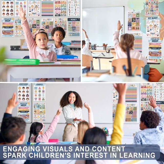 Alt view image 5 of 7 - Educational Posters for Toddlers & Kids, 16 Pack Boho 11x17 (Edu)