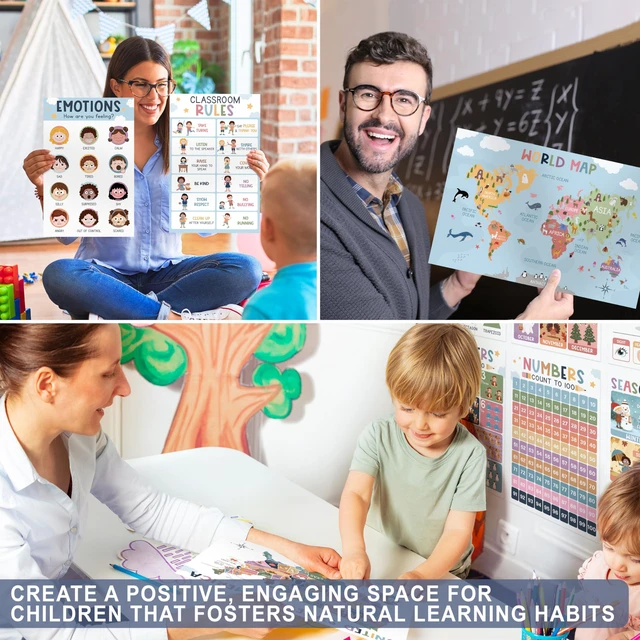 Alt view image 6 of 7 - Educational Posters for Toddlers & Kids, 16 Pack Boho 11x17 (Edu)