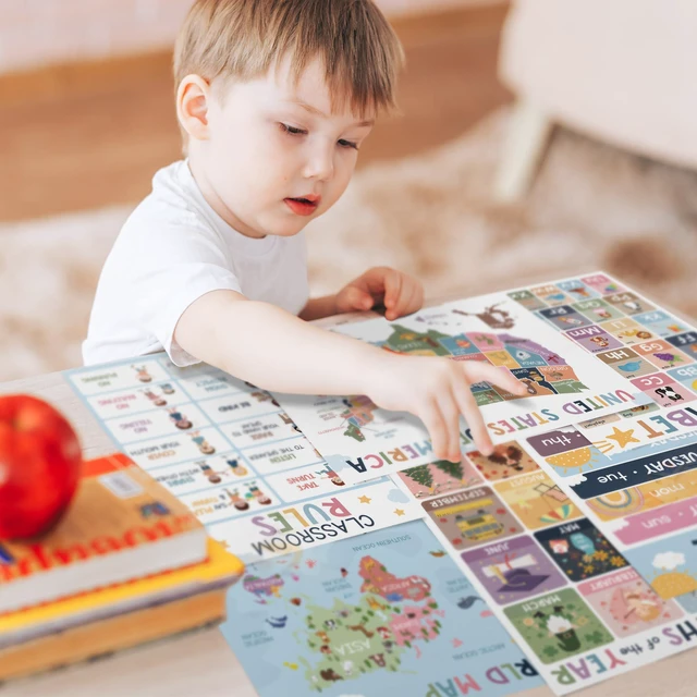 Alt view image 7 of 7 - Educational Posters for Toddlers & Kids, 16 Pack Boho 11x17 (Edu)
