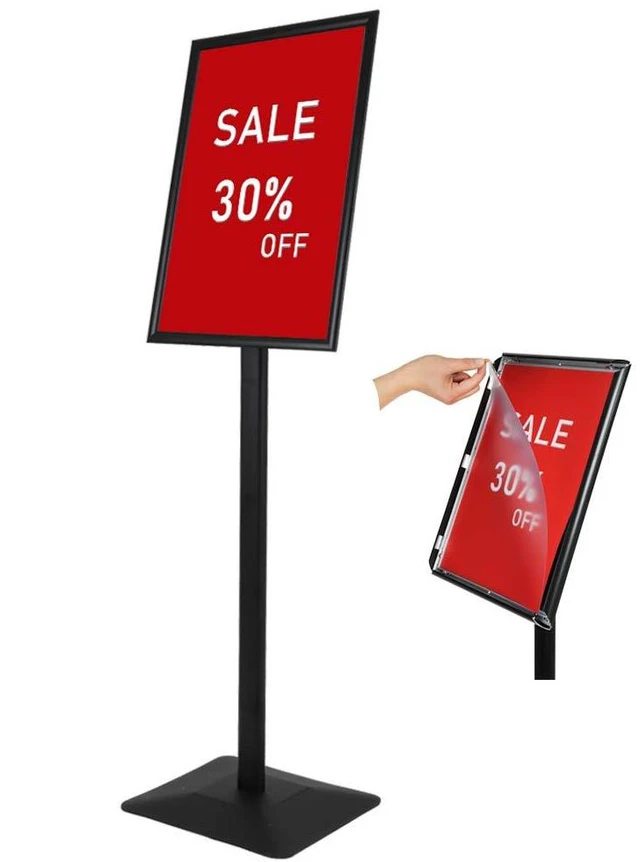 Main image of Adjustable Heavy Duty Pedestal Sign holder floor Stand,sign stand poster stand,Standing Floor for 11 x 17 inch,Vertical/Horizontal View,Black