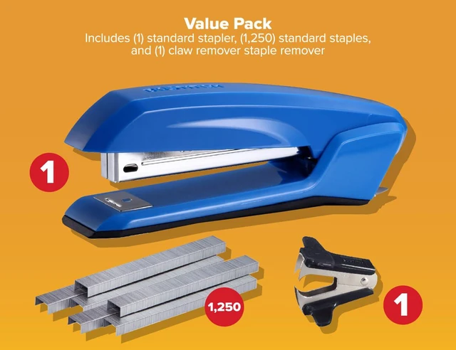 Alt view image 2 of 6 - Office Ascend 3 in 1 Stapler Value Pack, 20 Sheet Capacity, Includes 5000 Staples, Integrated Remover & and Extra Staple Remover, Staple Storage Compartment, Assorted Colors (Colors May Vary)