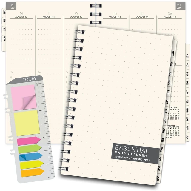 Main image of ESSENTIAL 2026-2027 Monthly & Weekly Planner with Tabs, 5"x8": 14 Months (May 2026 - June 2027), Professional, Simple, Easy-to-Use Design and Frosted Poly Cover for Extra Protection (Frosted)