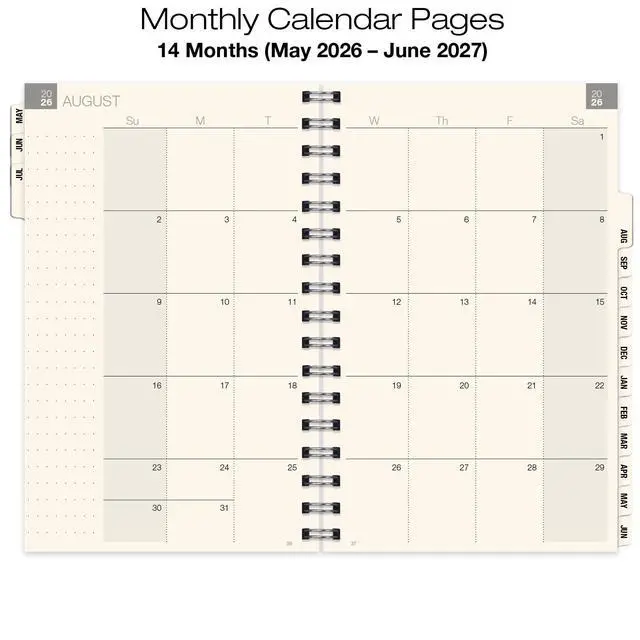 Alt view image 3 of 7 - ESSENTIAL 2026-2027 Monthly & Weekly Planner with Tabs, 5"x8": 14 Months (May 2026 - June 2027), Professional, Simple, Easy-to-Use Design and Frosted Poly Cover for Extra Protection (Frosted)