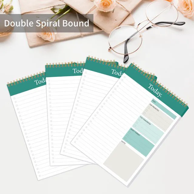 Alt view image 3 of 7 - To Do List Notepad, 4-Pack Undated Daily Planner, 6.5" x 9.8" 52 Sheets Each, Thick Paper, Spiral Binding, Daily Checklist, Priorities and Notes, for Work and Personal Organization