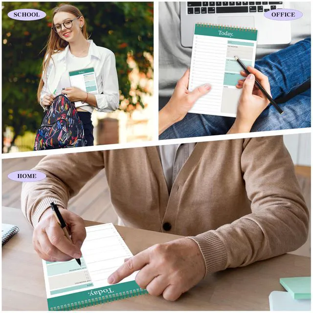 Alt view image 6 of 7 - To Do List Notepad, 4-Pack Undated Daily Planner, 6.5" x 9.8" 52 Sheets Each, Thick Paper, Spiral Binding, Daily Checklist, Priorities and Notes, for Work and Personal Organization