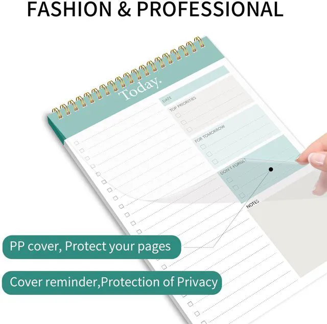 Alt view image 7 of 7 - To Do List Notepad, 4-Pack Undated Daily Planner, 6.5" x 9.8" 52 Sheets Each, Thick Paper, Spiral Binding, Daily Checklist, Priorities and Notes, for Work and Personal Organization