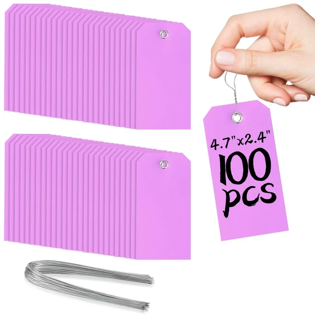Main image of 100 Plastic Shipping Tags - Waterproof, Durable, Light Purple, 4 3/4" x 2 3/8"