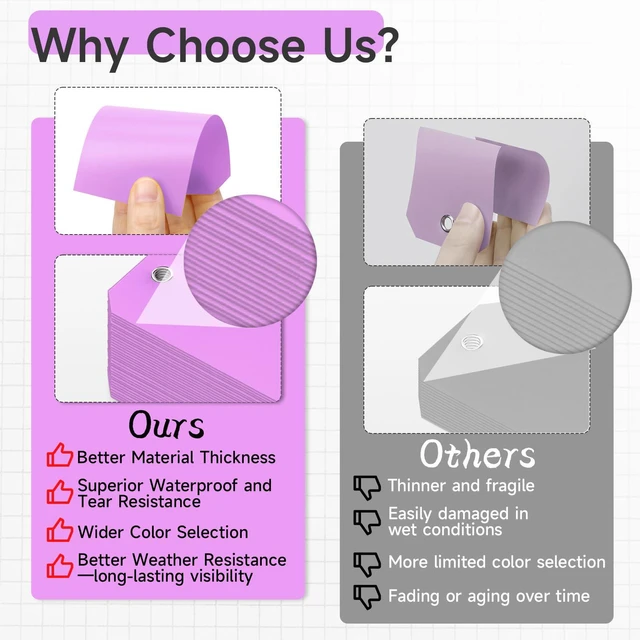 Alt view image 4 of 7 - 100 Plastic Shipping Tags - Waterproof, Durable, Light Purple, 4 3/4" x 2 3/8"