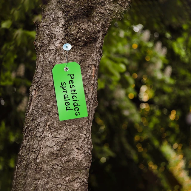 Alt view image 6 of 7 - 100 Green Tags with Wires - Waterproof, Writable, Neon - 4 3/4" x 2 3/8" Heavy Duty Shipping Tags for Luggage, Parts, Machines
