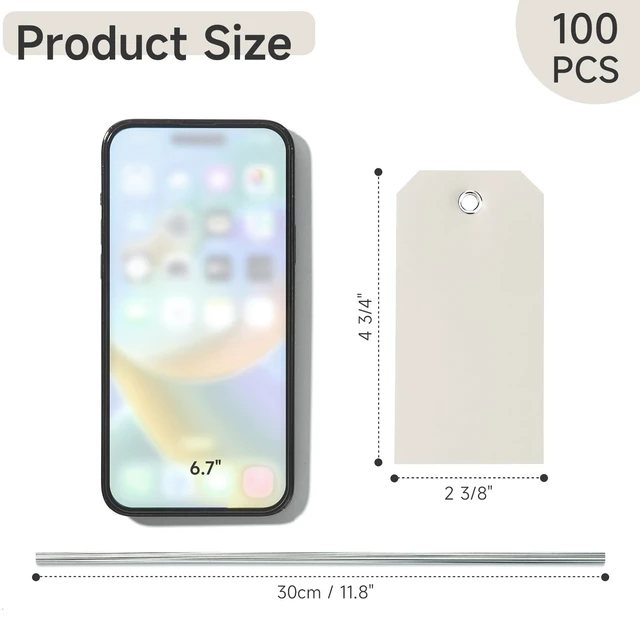 Alt view image 2 of 7 - 100 Pieces Plastic Shipping Tags with Wires Blank Labeling Tags Waterproof Hang Tags with Reinforcement Hole Durable Wire Tags Labels Stacking Tags for Equipment Parts (Grey, 4 3/4" x 2 3/8")