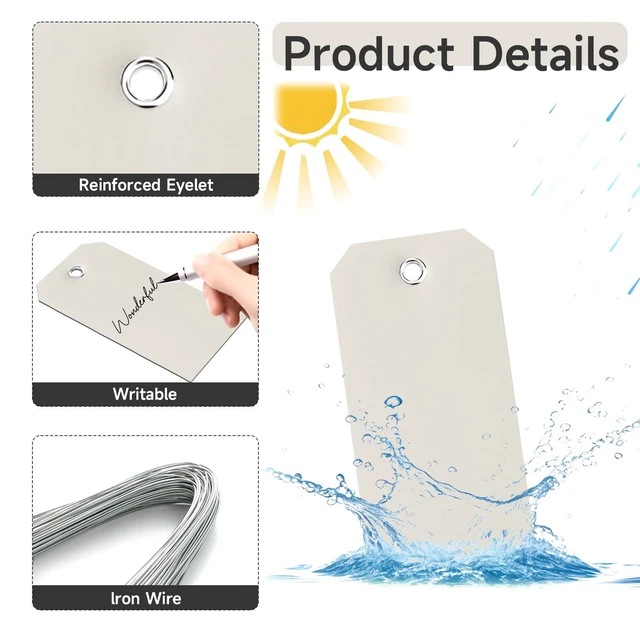 Alt view image 3 of 7 - 100 Pieces Plastic Shipping Tags with Wires Blank Labeling Tags Waterproof Hang Tags with Reinforcement Hole Durable Wire Tags Labels Stacking Tags for Equipment Parts (Grey, 4 3/4" x 2 3/8")
