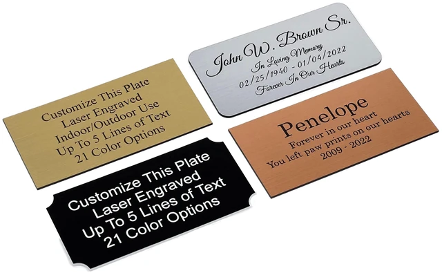 Alt view image 2 of 5 - Engraved Name Plate, Personalized Name Plaque - 2x4, 2x6, 2x8, 3x6-21 Colors, 3Corner Styles, 17 Fonts Styles, Name Plates for URN, Trophy, Picture Frame, Memorial Sign - 4 Tags