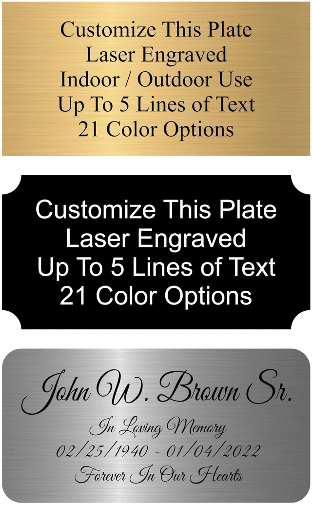 Main image of Engraved Name Plate, Personalized Name Plaque - 2x4, 2x6, 2x8, 3x6-21 Colors, 3Corner Styles, 17 Fonts Styles, Name Plates for URN, Trophy, Picture Frame, Memorial Sign - 4 Tags
