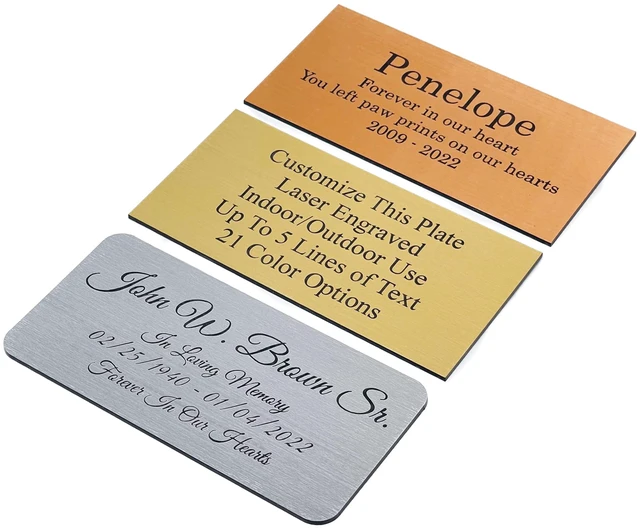 Alt view image 3 of 5 - Engraved Name Plate, Personalized Name Plaque - 2x4, 2x6, 2x8, 3x6-21 Colors, 3Corner Styles, 17 Fonts Styles, Name Plates for URN, Trophy, Picture Frame, Memorial Sign - 4 Tags